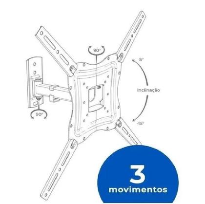 Imagem de Suporte Articulado Tv Led 26 28 32 40 42 43 49 50 55 60