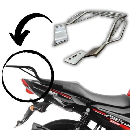 Imagem de Suporte Bagageiro Com Alça Reforçado Maciço Cromado Factor Fazer 150 125 2016 a 2022 Aço