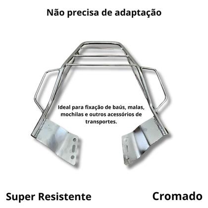 Imagem de Suporte Bagageiro Com Alça Reforçado Maciço Cromado Factor Fazer 150 125 2016 a 2022 Aço