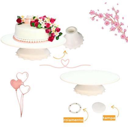 Imagem de Suporte Bailarina Giratório Rendada Bolo Sobremesa kit 3 pçs