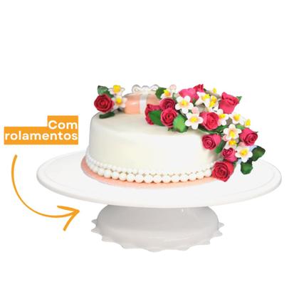 Imagem de Suporte Bailarina Giratório Rendada Bolo Sobremesa kit 3 pçs