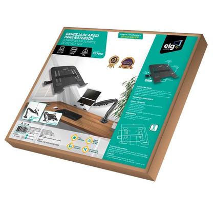 Imagem de Suporte Bandeja de Apoio para Notebook de 10" a 17" ELG, Compatível com Suporte de Pistão a Gás, Preto - FB7510