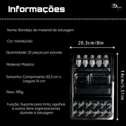 Imagem de Suporte Bandeja Descartável para Tinta Pigmento Cartucho de Tattoo Tatuagem 24 25 Unidades