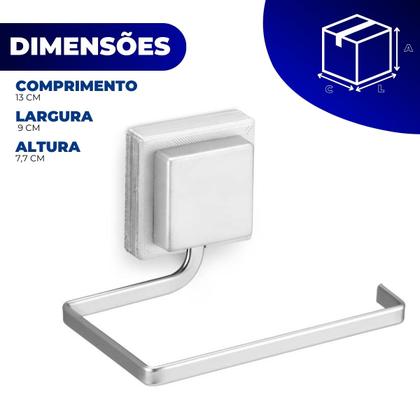 Imagem de Suporte Banheiro Lavabo Porta Papel Higiênico de Parede Fixação Dupla Face 3M Sem Furos Escovado Arthi
