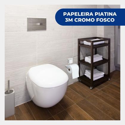 Imagem de Suporte Banheiro Lavabo Porta Papel Higiênico de Parede Fixação Dupla Face 3M Sem Furos Escovado Arthi