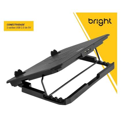 Imagem de Suporte Base Cooler Para Notebook Twister Com 2 Fans Ventoinhas Led Azul E Usb Hub Preto Azul