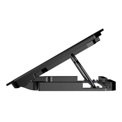 Imagem de Suporte Base Cooler Para Notebook Twister Com 2 Fans Ventoinhas Led Azul E Usb Hub Preto Azul