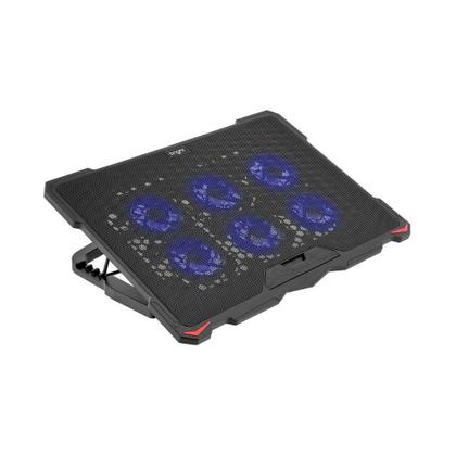 Imagem de Suporte Base Cooler Para Notebook Twister Com 6 Fans Ventoinhas Led Azul E Usb Hub Preto Azul