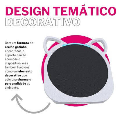 Imagem de Suporte Base de Mesa Tema Orelha Gato Gatinho Cat Compatível com Alexa Echo Pop