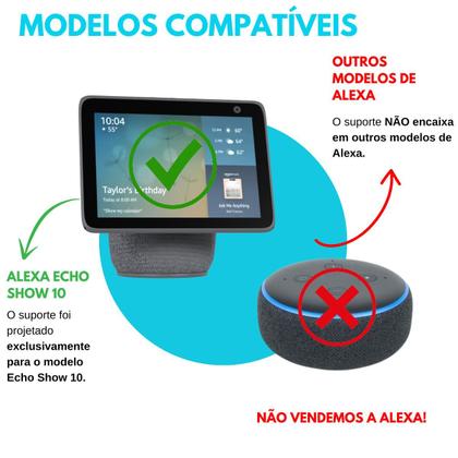 Imagem de Suporte Base Elevação de Mesa com Enrolador de Cabos Compatível com Alexa Echo Show 10