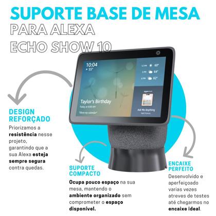 Imagem de Suporte Base Elevação de Mesa com Enrolador de Cabos Compatível com Alexa Echo Show 10