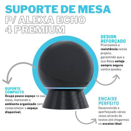 Imagem de Suporte Base Elevação de Mesa Com Organizador de Cabos Compatível Com Amazon Alexa Echo 4 Premium - ARTBOX3D