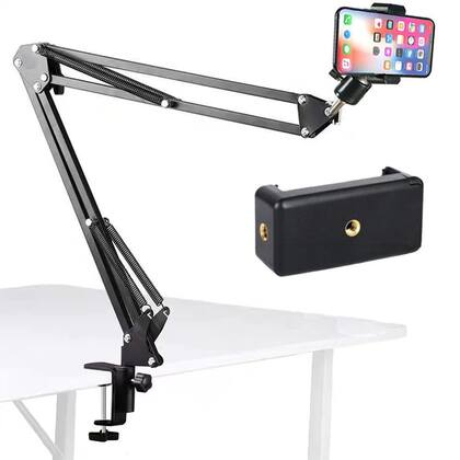 Imagem de Suporte Braço Articulado Cama Mesa Pedestal Apoio Celular Universal Ajustável Smartphone Inclinável Podcast Home Office