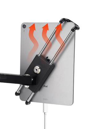 Imagem de Suporte, Braço Articulado Parede c/ Trava Segurança Antifurto p/Tablet iPad, Samsung Galaxy Tab, Xiaomi, Aço