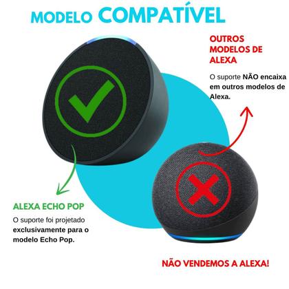 Imagem de Suporte Branco Quadrado de Teto para Embutir Assistente Virtual Compatível Com Alexa Echo Pop - ARTBOX3D