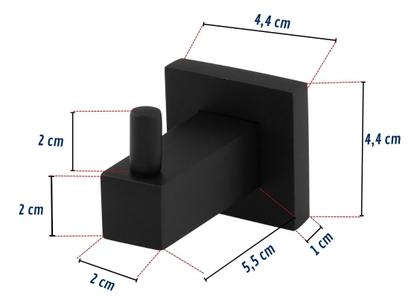 Imagem de Suporte Cabide Porta Toalha Gancho P/ Banheiro Inox Preto