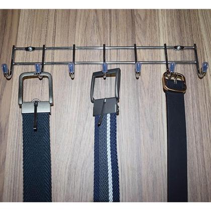 Imagem de Suporte Cabideiro 7 Ganchos para Pendurar Multiuso de Parede Lavanderia Cintos Gravatas