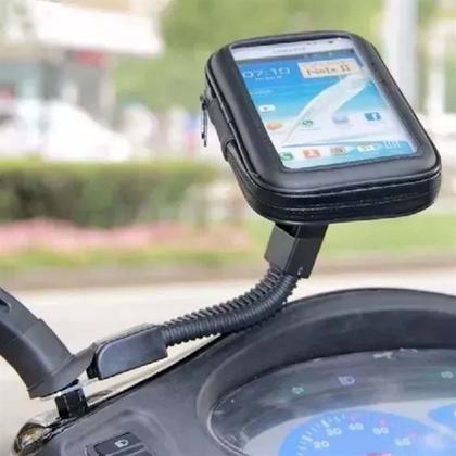 Imagem de Suporte Capa Gps Celular Moto Scooter Fixação Retrovisor 5,5 Polegadas
