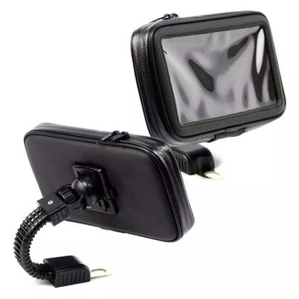 Imagem de Suporte Capa Gps Celular Moto Scooter Fixação Retrovisor 5,5 Polegadas