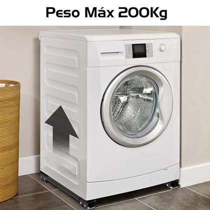 Imagem de Suporte Carrinho Com Rodinhas Base Ajustável Máquina Lavar Geladeira Móveis Fogão Lava Louças Linha Premium