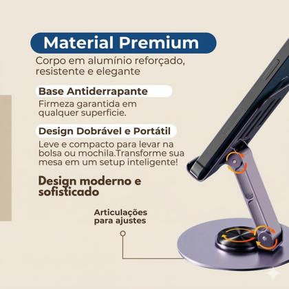 Imagem de Suporte Celular Alumínio 360 Graus Mesa Articulado Pro
