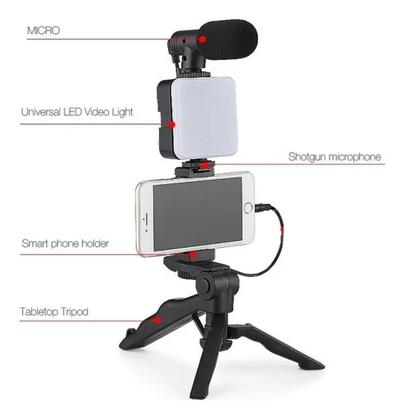 Imagem de Suporte Celular Com Tripé Luz Led Podcast Com Microfone TZ-KD-49/20