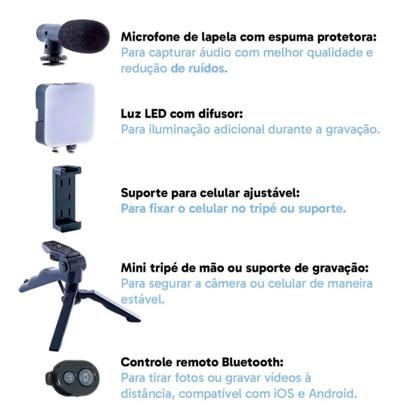 Imagem de Suporte Celular Com Tripé Luz Led Podcast Com Microfone TZ-KD-49/20