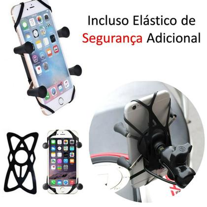 Imagem de Suporte Celular Moto Motocicleta com Carregador Turbo Usb Gps Articulado Pinca Aranha Aluminio