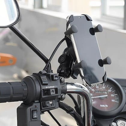 Imagem de Suporte Celular Moto Universal Porta Usb Incluso e Garra X - Altomex