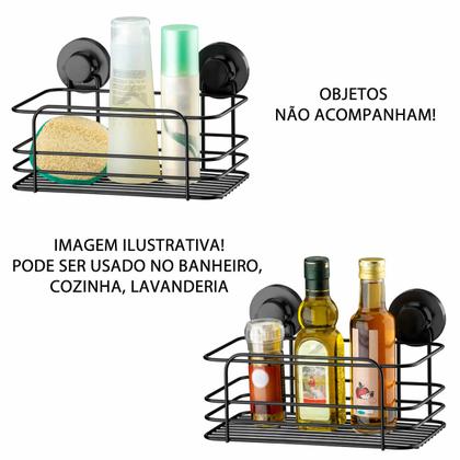 Suporte Cesto Multiuso Ventosa Cozinha Banheiro Preto Future Imagem de Suporte Cesto Multiuso Ventosa Cozinha Banheiro Preto Future