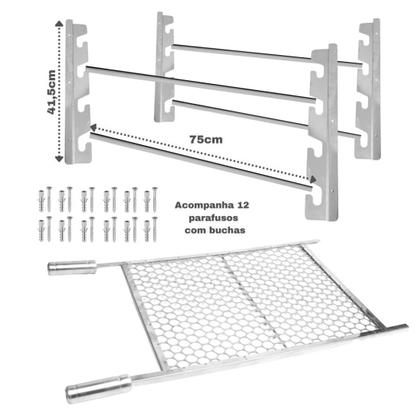 Imagem de Suporte Churrasqueira Com Barras 75cm Mais Grelha Inox 70x40