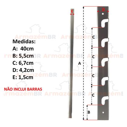 Imagem de Suporte Churrasqueira Inox Para Espetos 40cm Com 5 Divisórias - 00165  AMZ