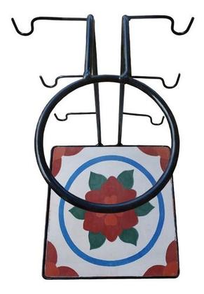 Imagem de Suporte Coador Café Ferro Ladrilho Rústico