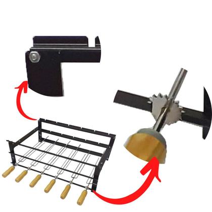Imagem de Suporte com 6 Espetos para Churrasqueira PréMoldada com Estrutura Robusta e Resistente em Aço Carbono