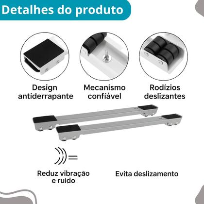 Imagem de Suporte com Rodinhas Ajustáveis para Geladeira, Máquina e Fogão