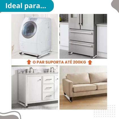 Imagem de Suporte com Rodinhas Ajustáveis para Geladeira, Máquina e Fogão