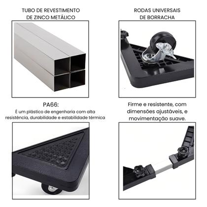 Imagem de Suporte Com Rodinhas Ajustável Base Para Móveis E Eletrodomésticos Maquina de Lavar Geladeira Fogão 60 x 60 cm
