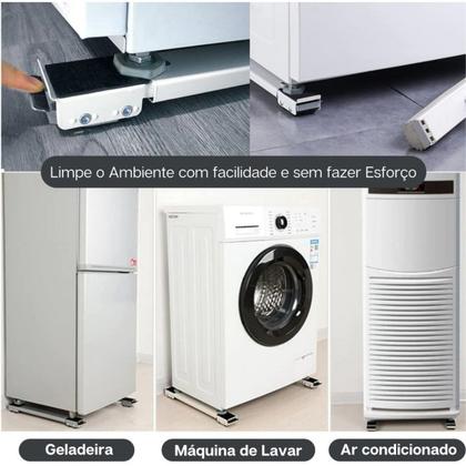 Imagem de Suporte Com Rodinhas Base Para Mover Arrastar Móveis 300kg Maquina de Lavar Geladeira Fogão Freezer