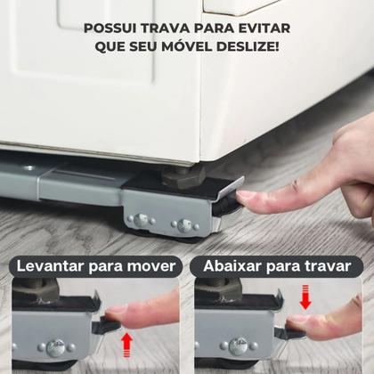 Imagem de Suporte Com Rodinhas Base Para Mover Arrastar Móveis 300kg Maquina de Lavar Geladeira Fogão Freezer