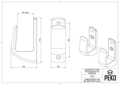 Imagem de Suporte Compatível Com Notebook Fechado 40mm Vertical Parede