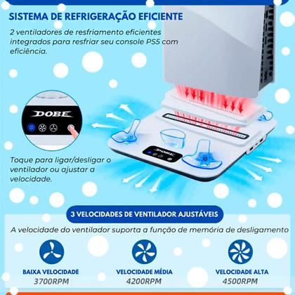 Imagem de Suporte Cooler Ps5 Carregador Duplo Controle Fone Base