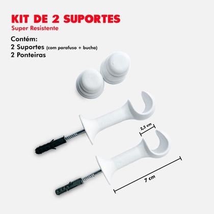 Imagem de Suporte Cortina Varão Simples 19mm 2 Un C/ Ponteira Branco