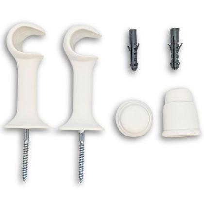 Imagem de Suporte Cortina Varão Simples 19mm 2 Unidades com Ponteira Branco