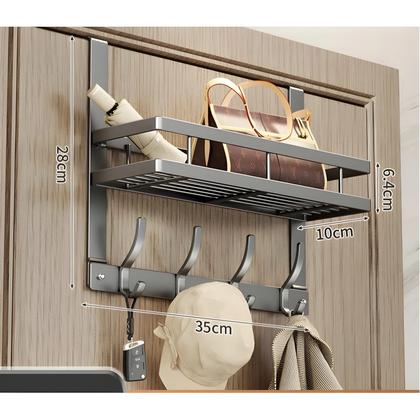 Imagem de Suporte De Armazenamento De Roupas De Metal Com 5 Ganchos Para Pendurar Atrás Da Porta Do Quarto