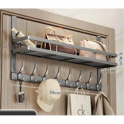 Imagem de Suporte De Armazenamento De Roupas De Metal Com 5 Ganchos Para Pendurar Atrás Da Porta Do Quarto
