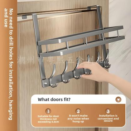 Imagem de Suporte De Armazenamento De Roupas De Metal Com 5 Ganchos Para Pendurar Atrás Da Porta Do Quarto