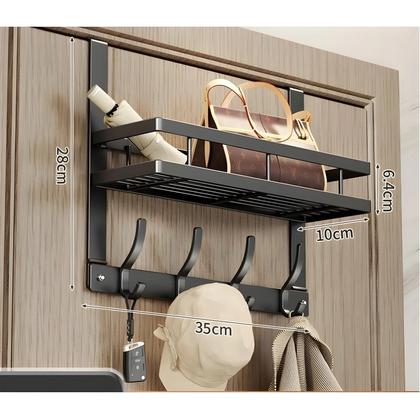 Imagem de Suporte De Armazenamento De Roupas De Metal Com 5 Ganchos Para Pendurar Atrás Da Porta Do Quarto