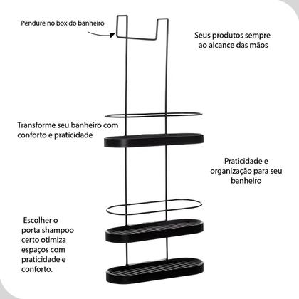 Suporte de Banheiro Porta Shampoo Sabonete Para Box Organizador Metaltru Imagem de Suporte de Banheiro Porta Shampoo Sabonete Para Box Organizador Metaltru