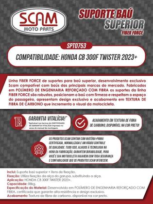 Imagem de Suporte de Baú Honda CB 300 F Twister Fiber Force Moto Scam