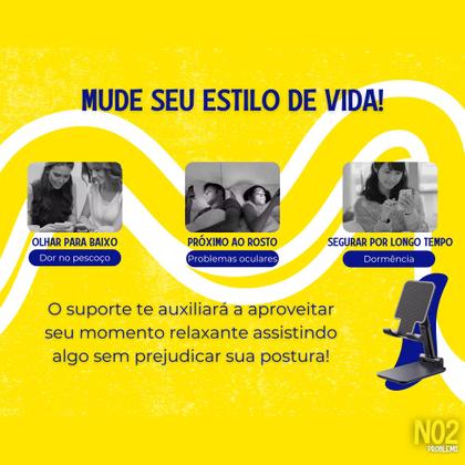 Imagem de Suporte de Celular Dobrável Pequeno NO2Problems Ajustável Altura e Ângulo  Compatível Android e iOS